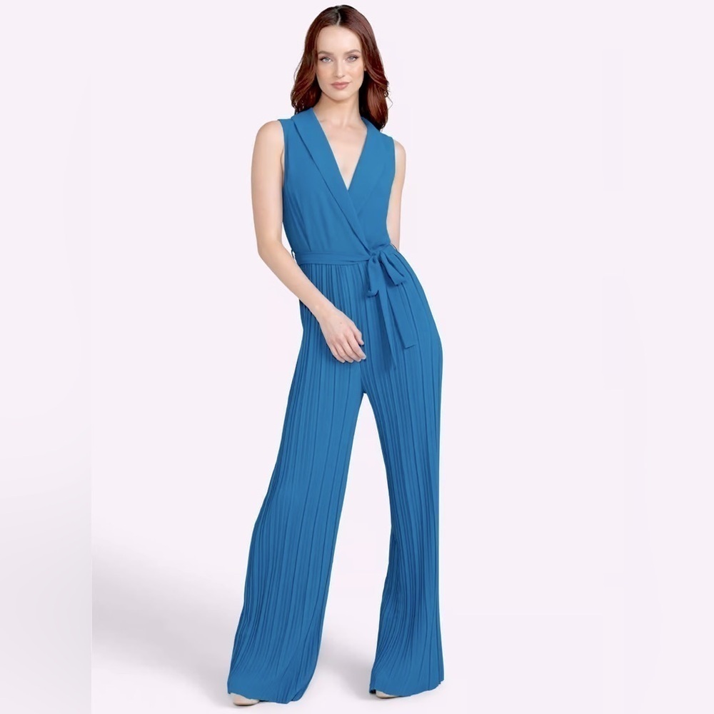 ALLOY Teal Blue Sleeveless Wrap Jumpsuit with Tie Waist